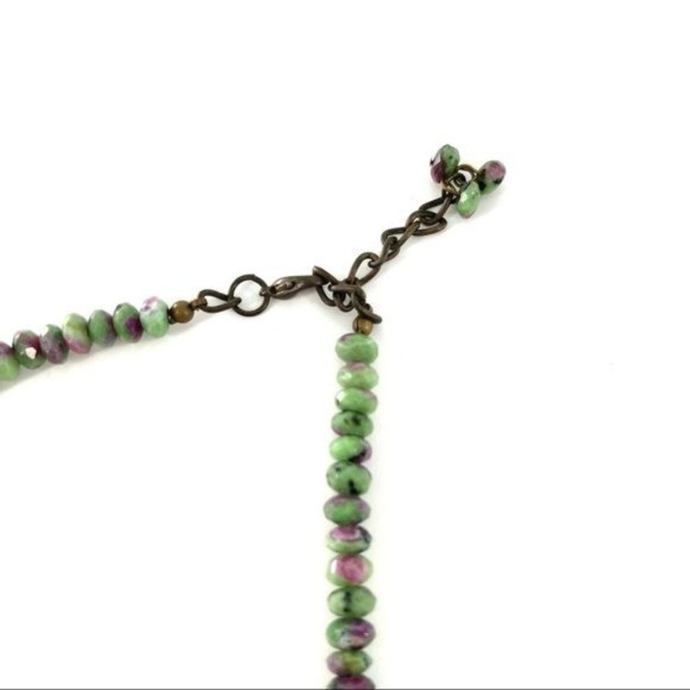 Ruby Zoisite Gemstone Beaded Teardrop Pendant Col… - image 4